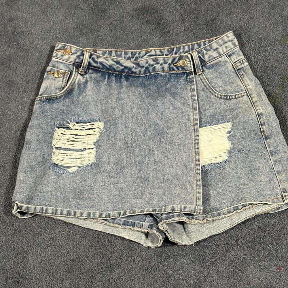 Shien Distressed  Denim Skort